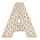 Hand-painted Herend Letter a Figurine in fine porcelain, 2.25in L X 2.25in W X 0.5in H, on a white background
