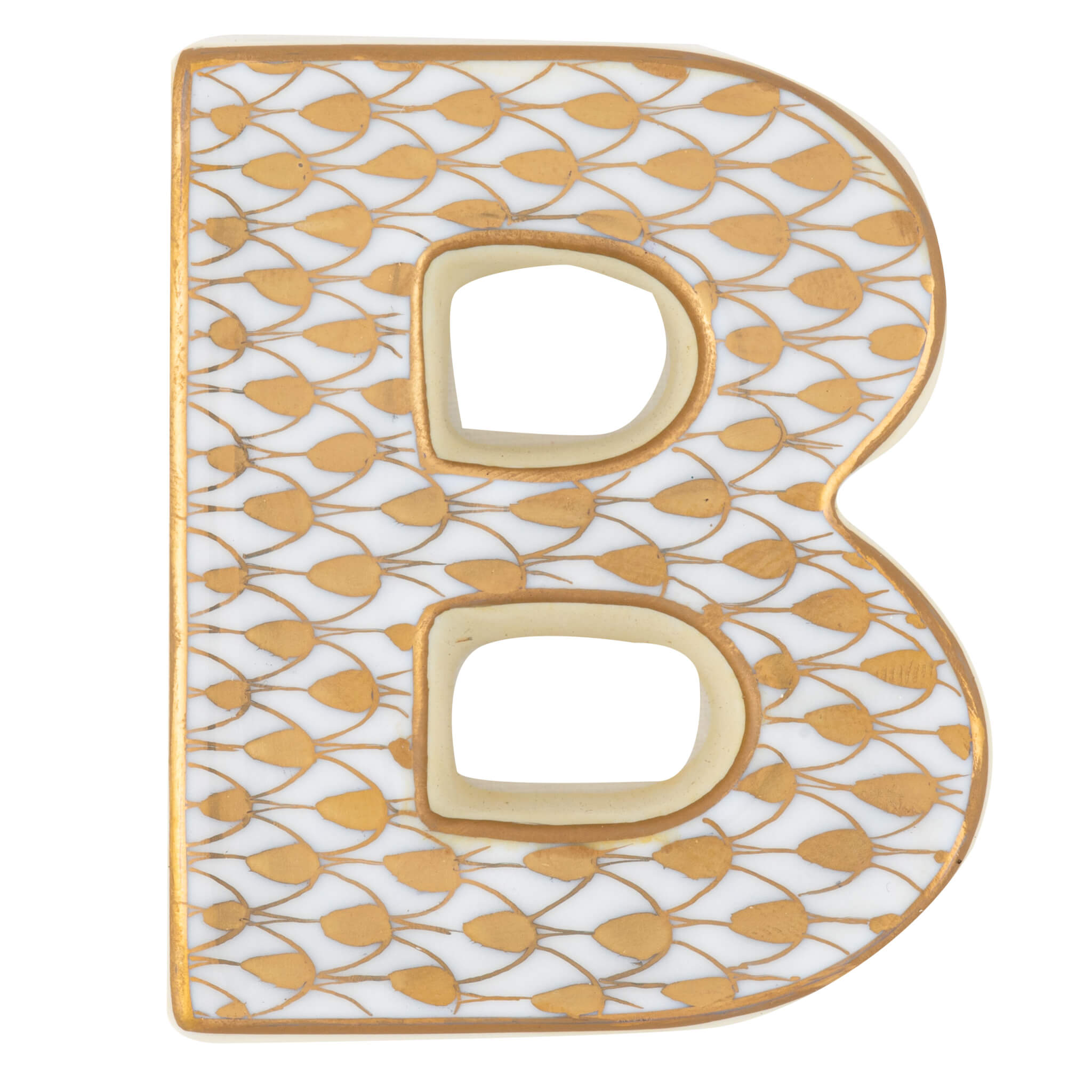 Herend Letter B in Gold - Hand-painted Hungarian porcelain figurine by Herend. Paris Tableware.