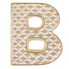 Hand-painted Herend Letter B Figurine in fine porcelain, 2.25in L X 2.25in W X 0.5in H, on a white background