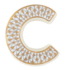 Hand-painted Herend Letter C Figurine in fine porcelain, 2.25in L X 2.in W X 0.5in H, on a white background
