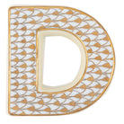 Hand-painted Herend Letter D Figurine in fine porcelain, 2.25in L X 2.25in W X 0.5in H, on a white background
