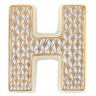 Hand-painted Herend Letter H Figurine in fine porcelain, 2.25in L X 2in W X 0.5in H, on a white background