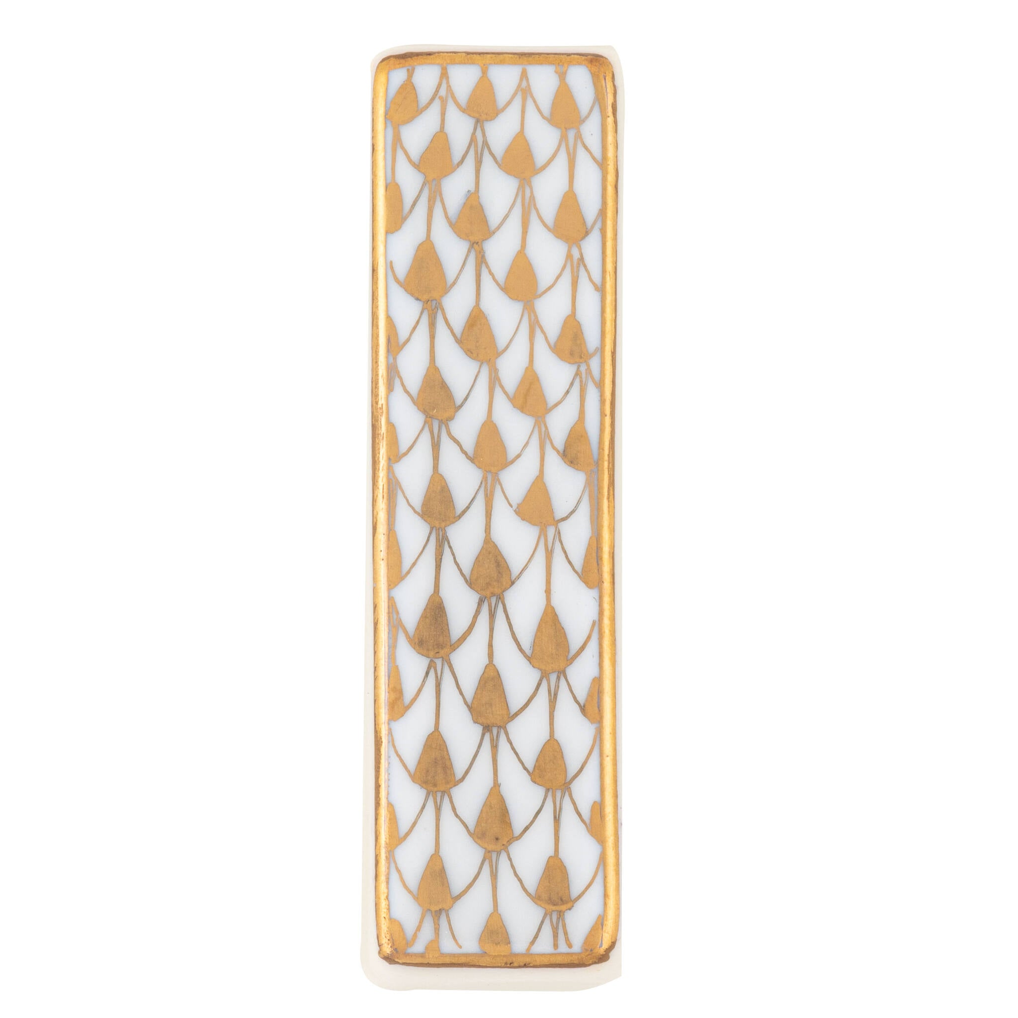Hand-painted Herend Letter I Figurine in fine porcelain, 2.25in L X .5in W X 0.5in H, on a white background