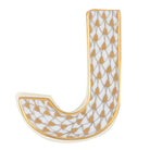 Hand-painted Herend Letter J Figurine in fine porcelain, 2.25in L X 1.75in W X 0.5in H, on a white background