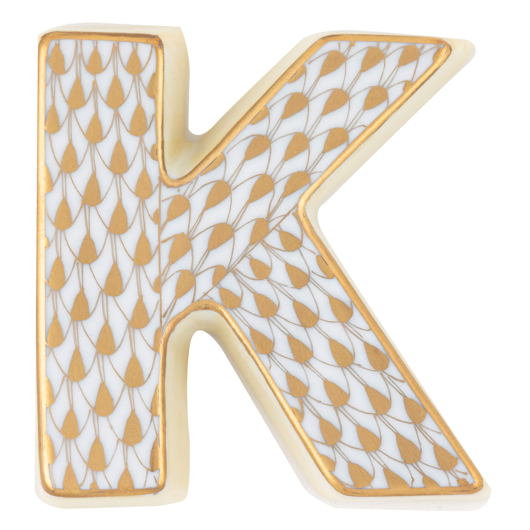 Herend Letter K in Gold - Hand-painted Hungarian porcelain figurine by Herend. Paris Tableware.