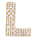 Hand-painted Herend Letter L Figurine in fine porcelain, 2.25in L X 1.75in W X 0.5in H, on a white background