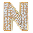 Hand-painted Herend Letter N Figurine in fine porcelain, 2.25in L X 2in W X 0.5in H, on a white background