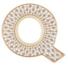 Hand-painted Herend Letter Q Figurine in fine porcelain, 2.25in L X 3in W X 0.5in H, on a white background