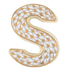 Hand-painted Herend Letter S Figurine in fine porcelain, 2.25in L X 1.5in W X 0.5in H, on a white background