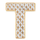 Hand-painted Herend Letter T Figurine in fine porcelain, 2.25in L X 2in W X 0.5in H, on a white background
