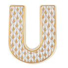 Hand-painted Herend Letter U Figurine in fine porcelain, 2.25in L X 2in W X 0.5in H, on a white background