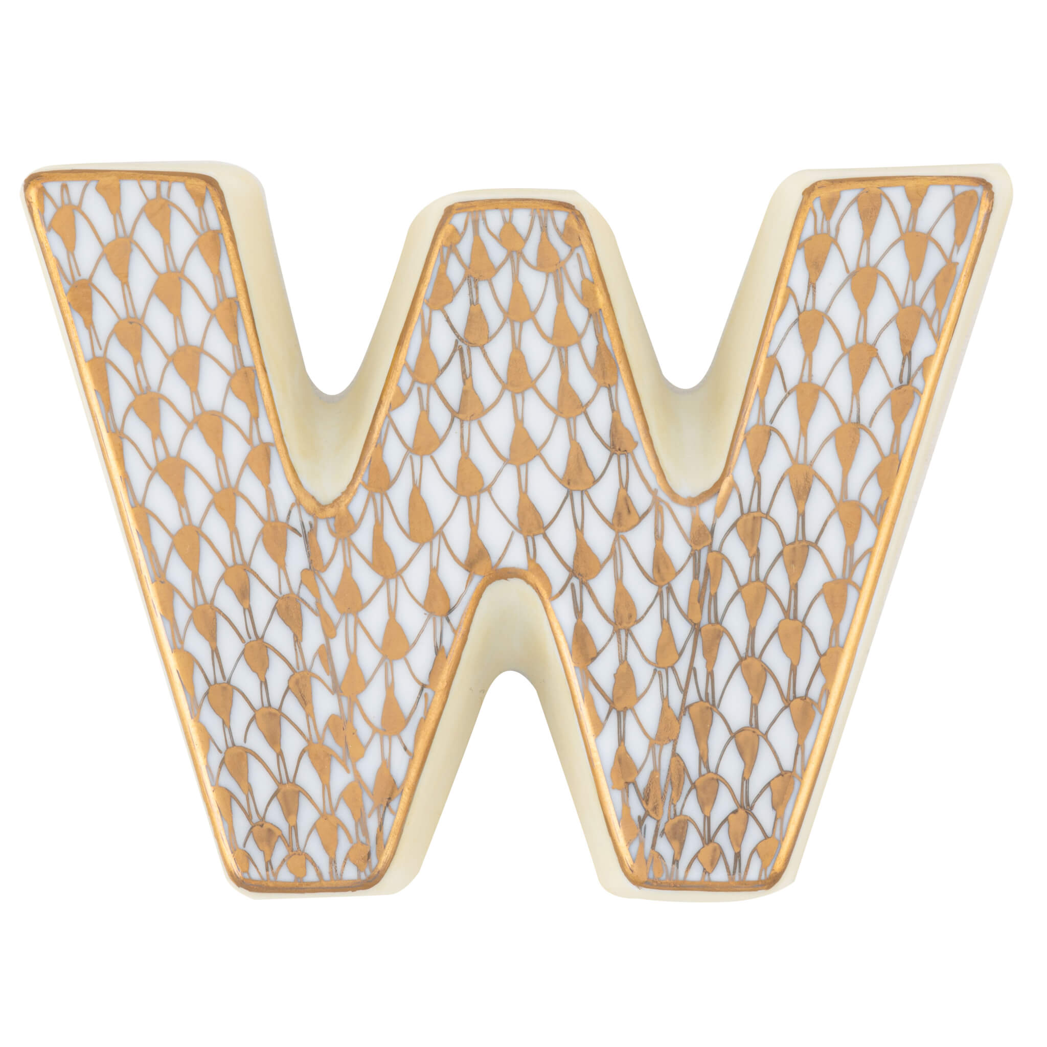 Herend Letter W in Gold - Hand-painted Hungarian porcelain figurine by Herend. Paris Tableware.