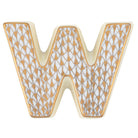 Hand-painted Herend Letter W Figurine in fine porcelain, 3.25in L X 2.25in W X 0.5in H, on a white background