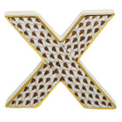 Herend Letter X Figurine porcelain figurine painted in the Chocolate fishnet pattern