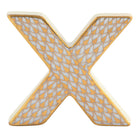 Hand-painted Herend Letter X Figurine in Gold fishnet porcelain on a white background