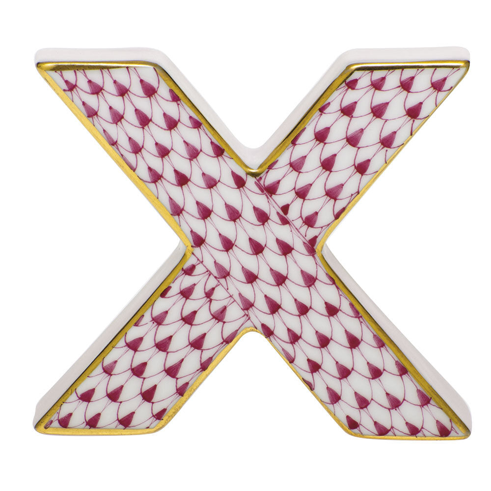 Letter X Figurine in hand-painted Raspberry porcelain by Herend of Hungary