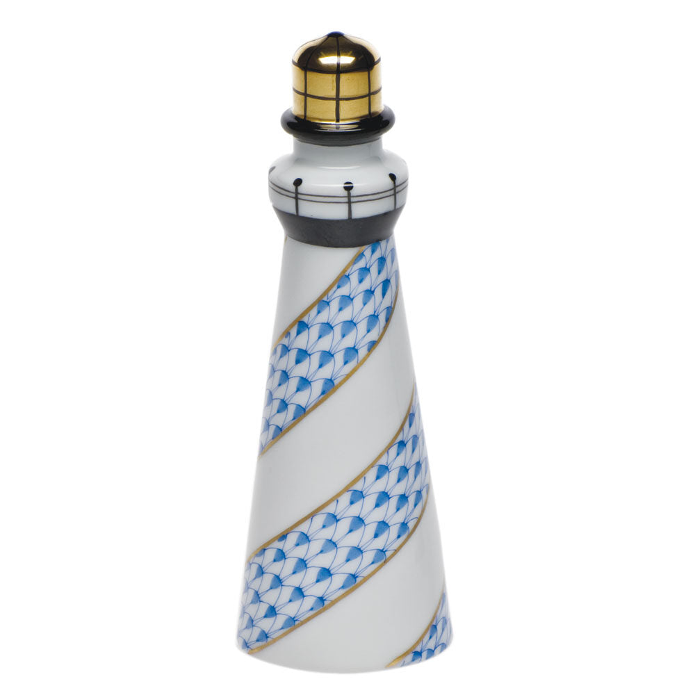 Herend Lighthouse Figurine porcelain figurine painted in the Blue fishnet pattern