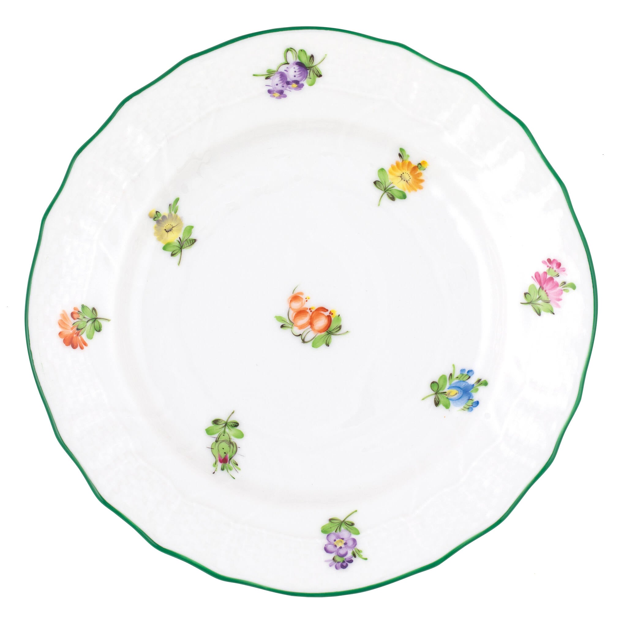 Hand-painted Herend Lindsay Bread and Butter Plate in fine porcelain, 6in D, on a white background