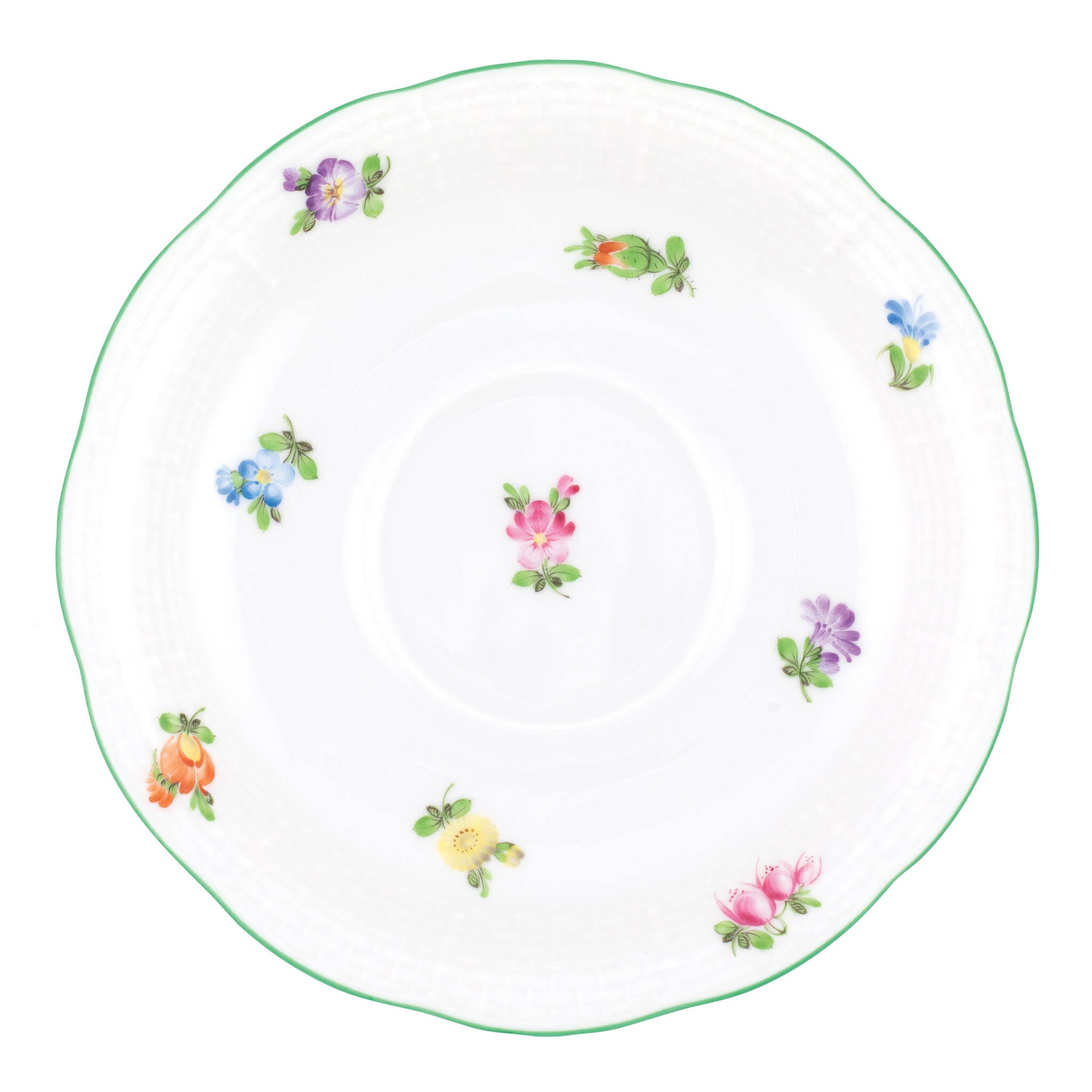 Hand-painted Herend Lindsay Tea Saucer Cup & Saucer Set in fine porcelain, 6in D, on a white background