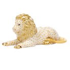 Butterscotch fishnet Lion Figurine figurine, hand-painted Herend porcelain with 24k gold accents