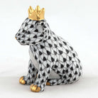 Herend Lion Cub with Crown Figurine – Black, alternate view