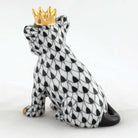 Herend Lion Cub with Crown Figurine – Black, alternate view