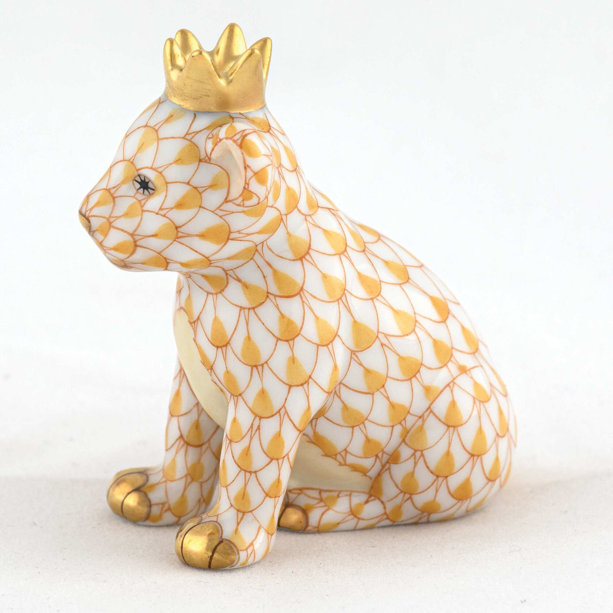 Herend Lion Cub with Crown Figurine – Butterscotch, alternate view