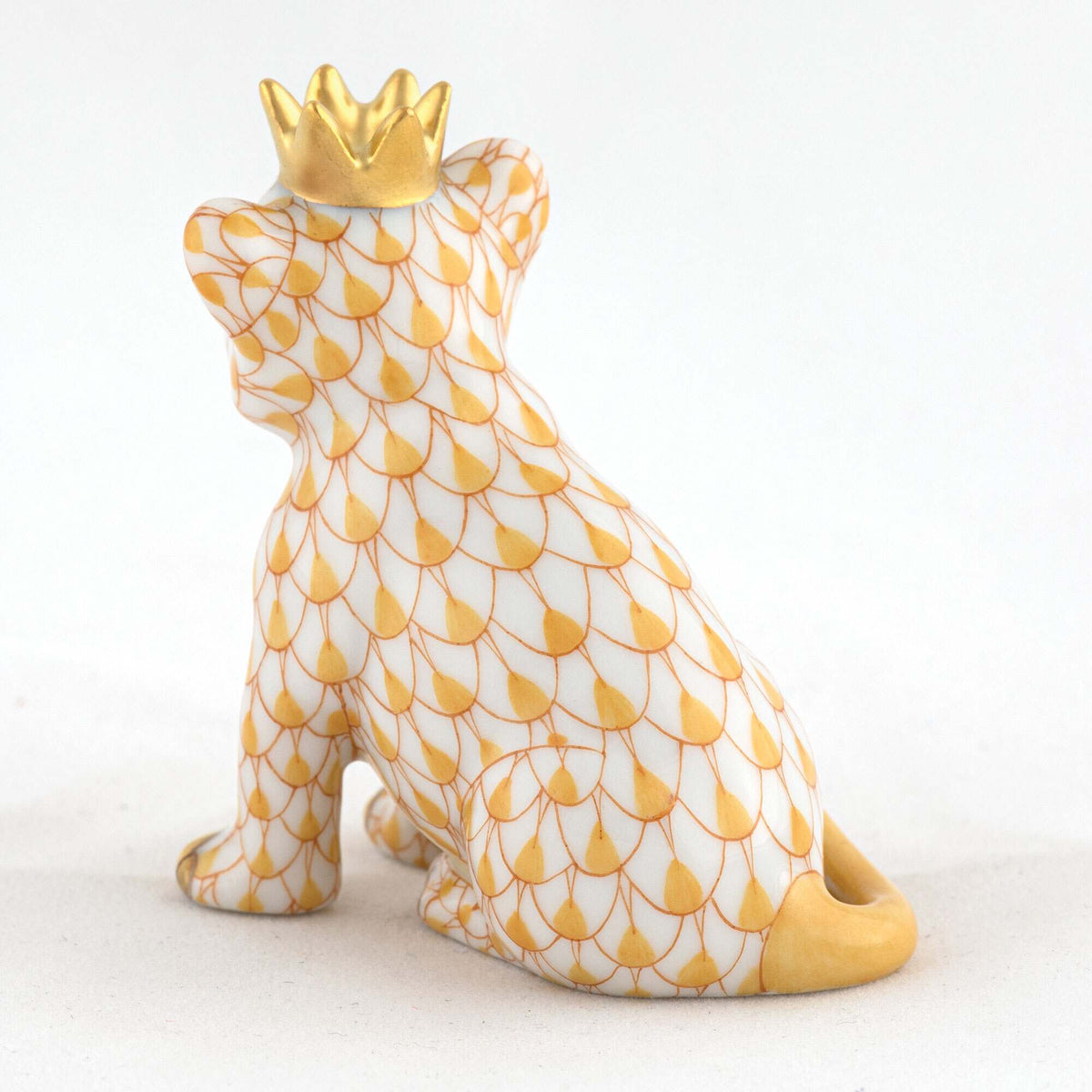Herend Lion Cub with Crown Figurine – Butterscotch, alternate view