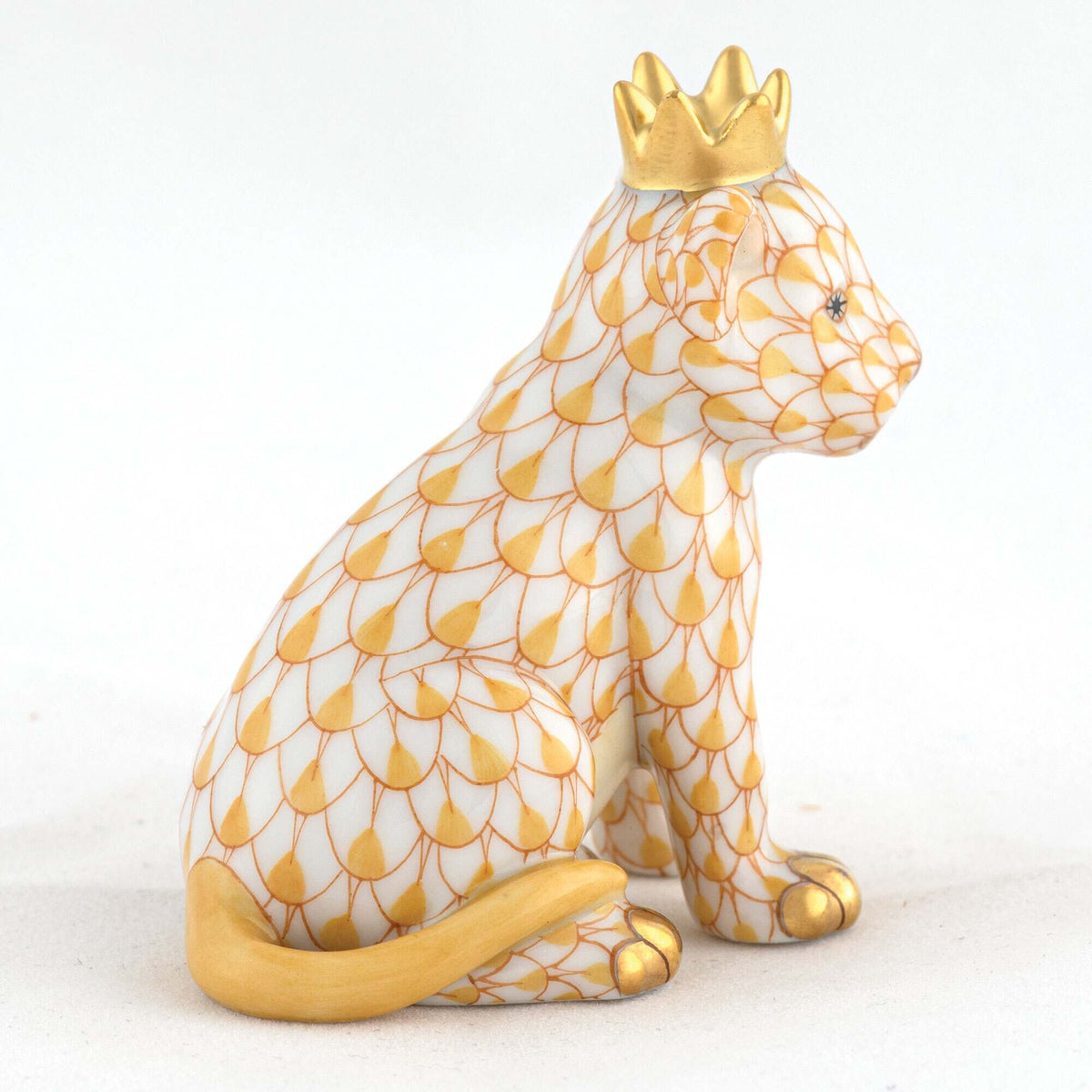 Herend Lion Cub with Crown Figurine – Butterscotch, alternate view