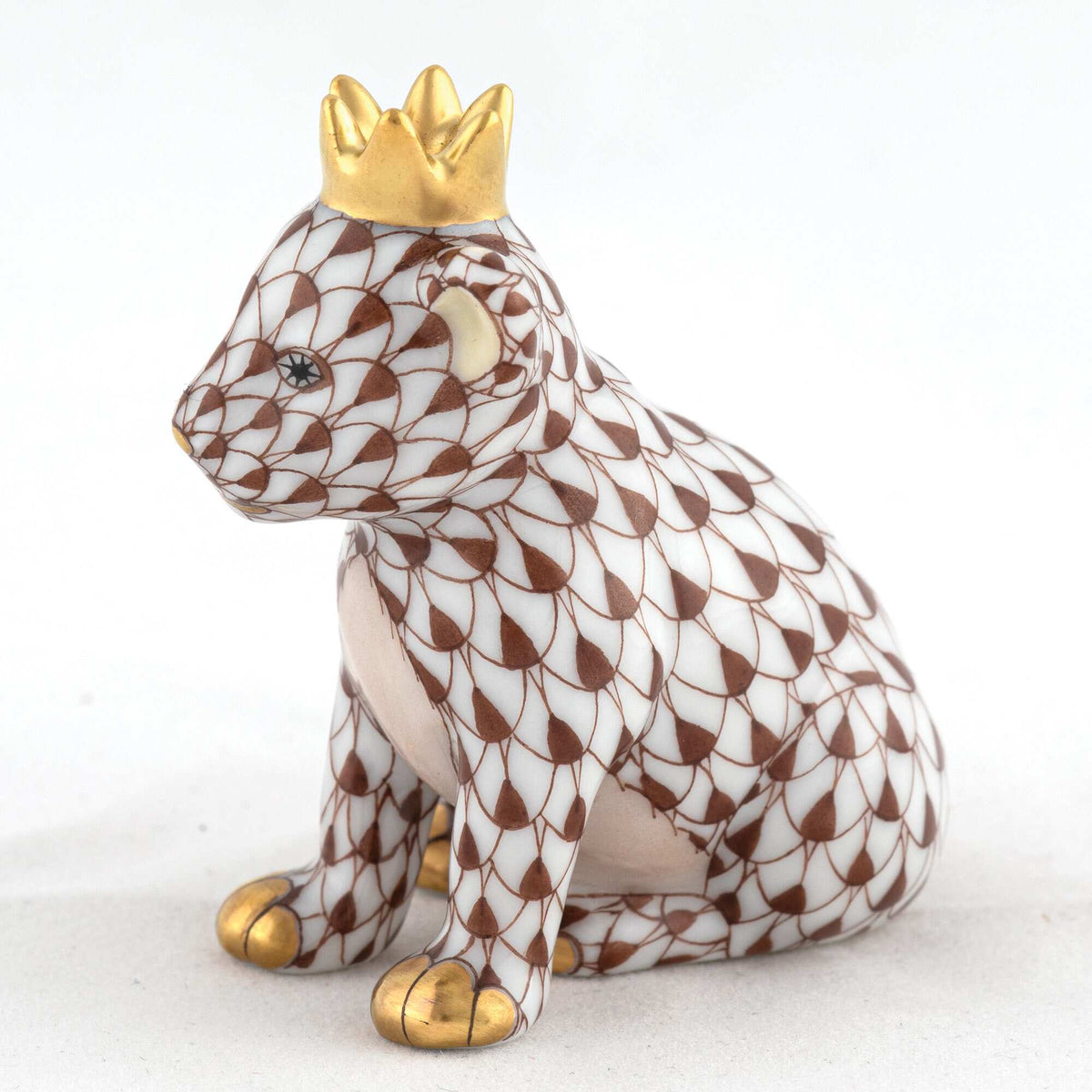 Herend Lion Cub with Crown Figurine – Chocolate, alternate view