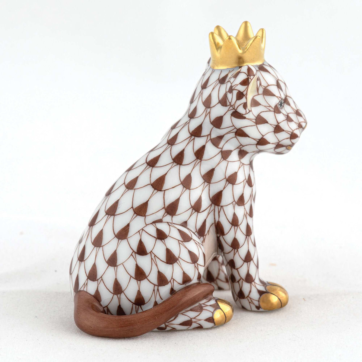Herend Lion Cub with Crown Figurine – Chocolate, alternate view