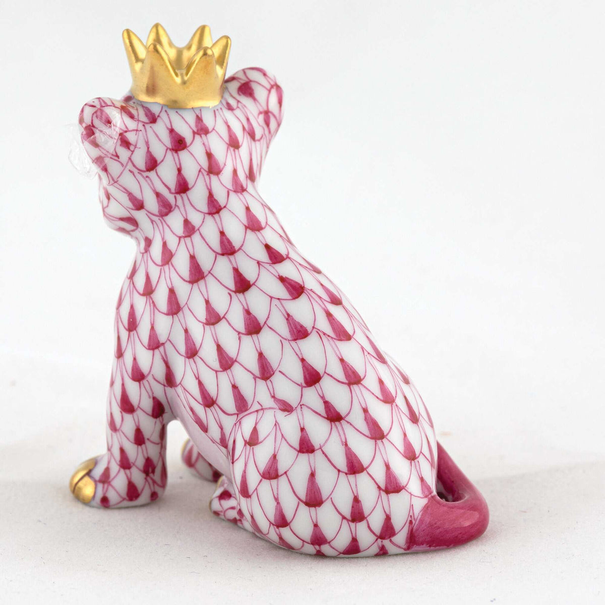 Herend Lion Cub with Crown Figurine – Raspberry, alternate view
