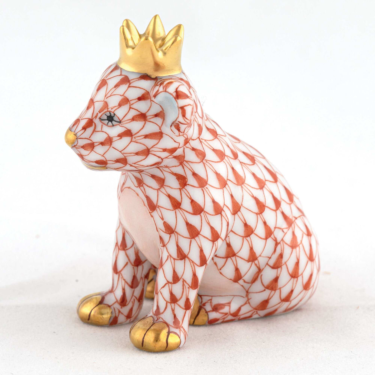 Herend Lion Cub with Crown Figurine – Rust, alternate view