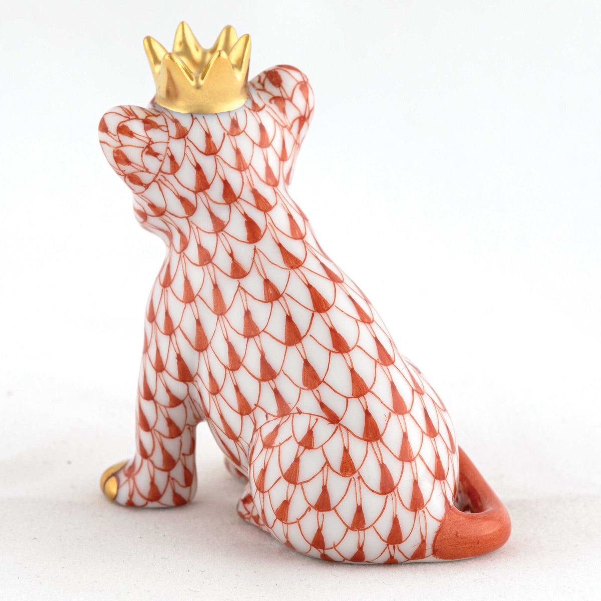 Herend Lion Cub with Crown Figurine – Rust, alternate view