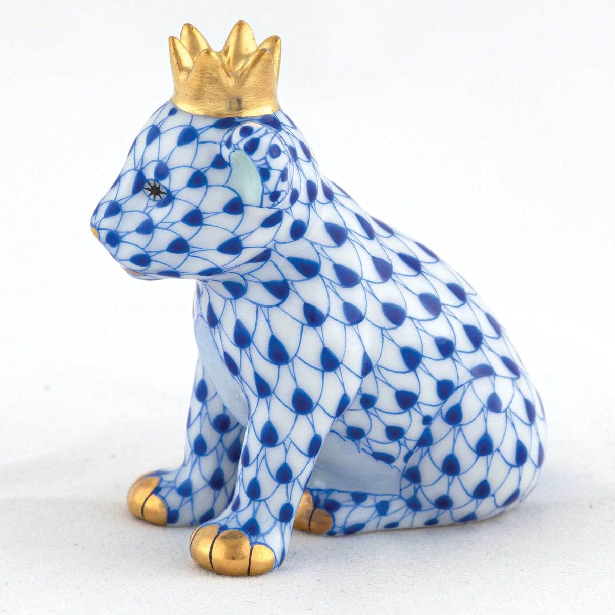 Herend Lion Cub with Crown Figurine – Sapphire, alternate view