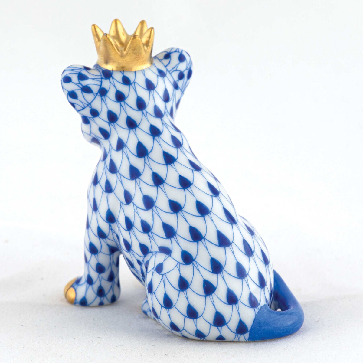 Herend Lion Cub with Crown Figurine – Sapphire, alternate view