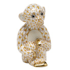 Butterscotch fishnet Little Monkey Figurine figurine, hand-painted Herend porcelain with 24k gold accents