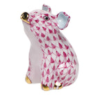Raspberry fishnet Little Pig Sitting Figurine figurine, hand-painted Herend porcelain with 24k gold accents
