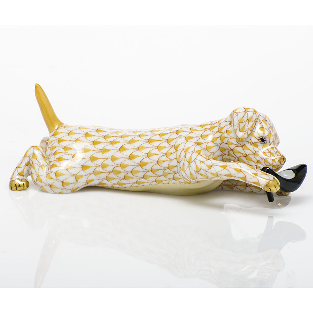 Herend Little Rascal Figurine porcelain figurine painted in the Butterscotch fishnet pattern