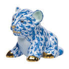 Little Tiger Cub Figurine in hand-painted Blue porcelain by Herend of Hungary