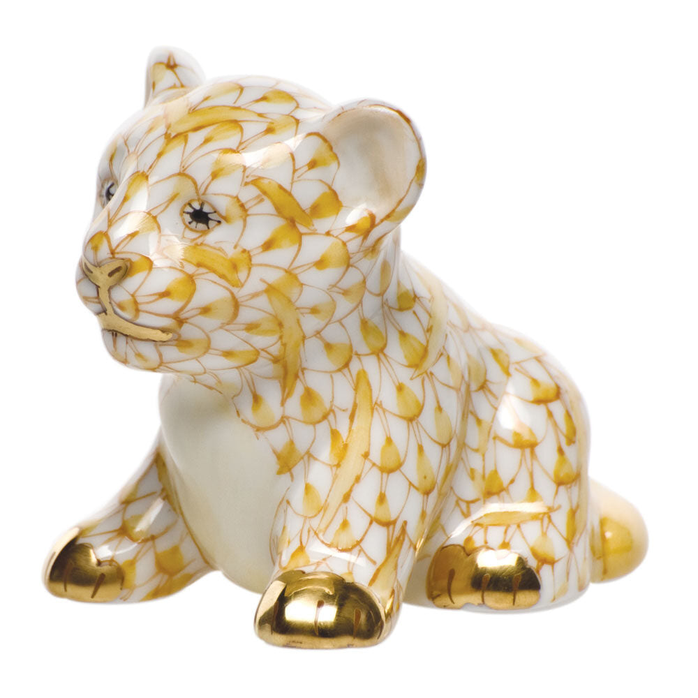 Little Tiger Cub Figurine in hand-painted Butterscotch porcelain by Herend of Hungary