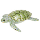 Hand-painted Herend Loggerhead Turtle Figurine in Key Lime fishnet porcelain on a white background