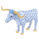 Blue fishnet Longhorn Figurine figurine, hand-painted Herend porcelain with 24k gold accents