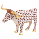 Chocolate fishnet Longhorn Figurine figurine, hand-painted Herend porcelain with 24k gold accents