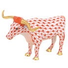 Herend Longhorn Figurine porcelain figurine painted in the Rust fishnet pattern