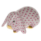 Raspberry fishnet Lop Ear Bunny Figurine figurine, hand-painted Herend porcelain with 24k gold accents