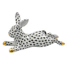 Lounging Bunny Figurine in hand-painted Black porcelain by Herend of Hungary