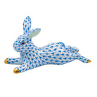 Blue fishnet Lounging Bunny Figurine figurine, hand-painted Herend porcelain with 24k gold accents
