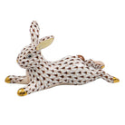 Herend Lounging Bunny Figurine porcelain figurine painted in the Chocolate fishnet pattern