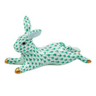 Herend Lounging Bunny Figurine porcelain figurine painted in the Green fishnet pattern